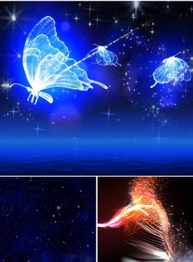 歌曲《雨蝶》配乐成品led动态背景视频素材 唯美粒子光效彩蝶飞舞