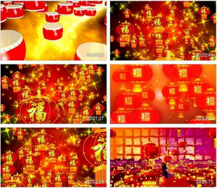 新年晚会开场片头喜庆背景张灯结彩led视频素材 大红灯笼年会晚会