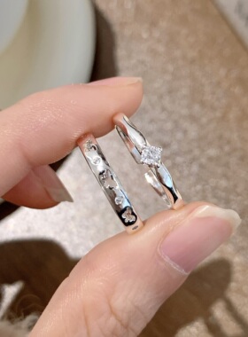 S925镀银镂空蝴蝶开口戒指女