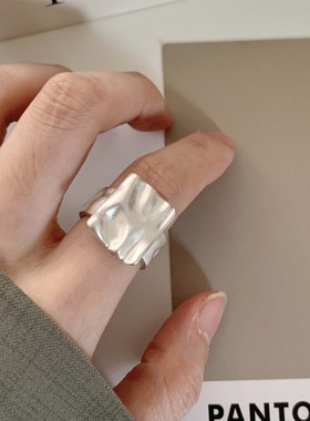 【两件包邮】几何方形不规则戒指女个性设计感创意褶皱开口指环百