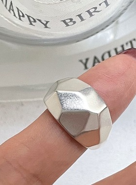 【两件包邮】几何切面宽版戒指女简约冷淡风多角菱形开口指环哑光