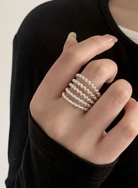 【两件包邮】高级感多层线条戒指女时尚百搭气质嘻哈开口指环小众