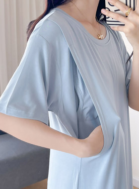 带胸垫大码夏季孕妇哺乳睡裙