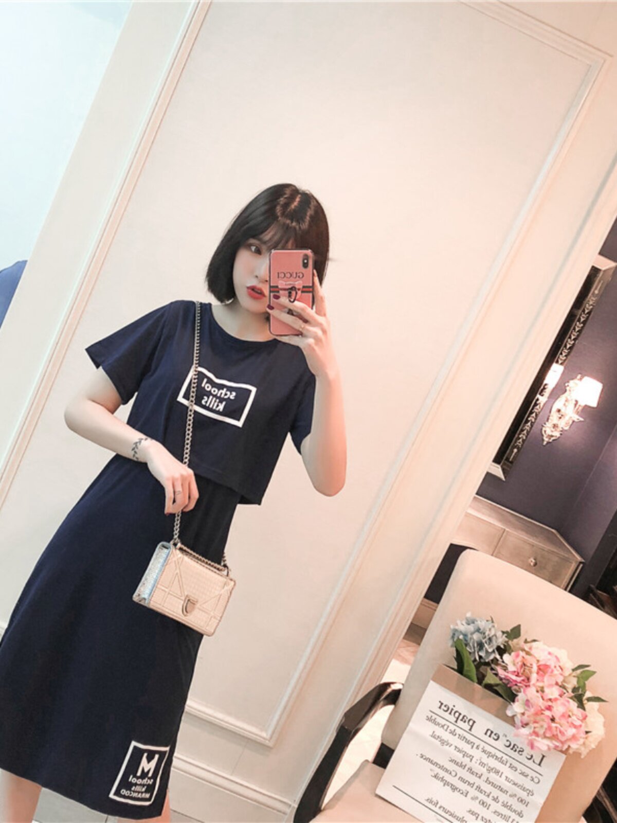 봄여름 임산부를 위한 수유복 산후수유 겸용 잠옷 패셔너블하고 루즈한 수유복