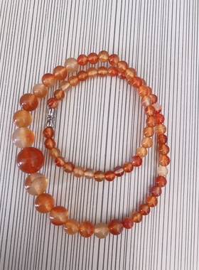 浅红色玛瑙玉髓塔链 女款锁骨链配礼盒 多颗珠链饰品大气百搭颈链