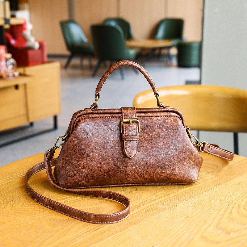 独鹰欧美复古医生包夹子包女手提斜跨包日常百搭时尚单肩包大容量