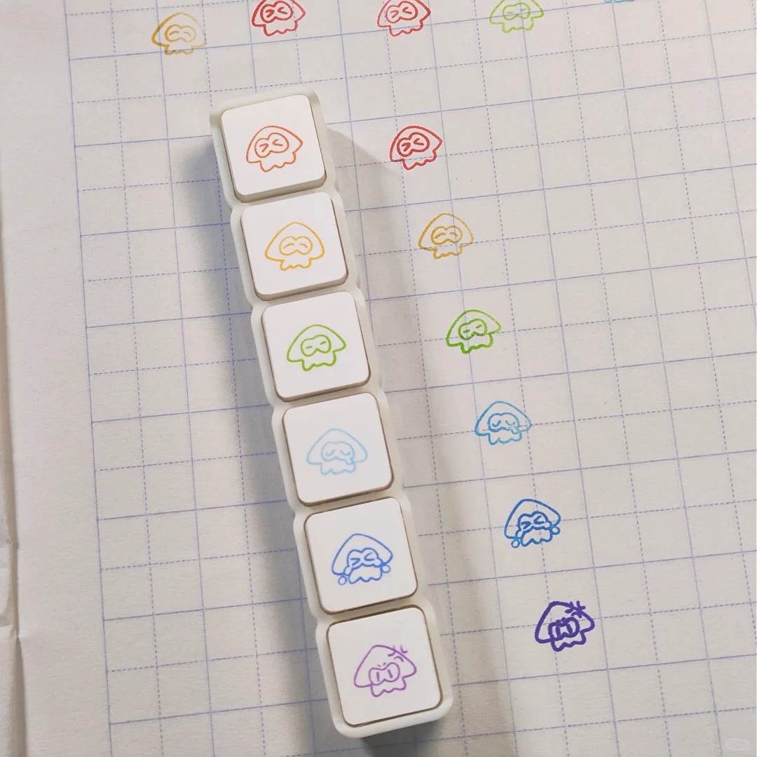 彩色鱿鱼心情手账六联印章