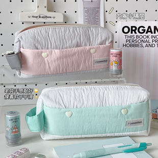 云朵慕斯爱心笔袋软绵绵高颜值大容量铅笔盒学生简约文具收纳袋