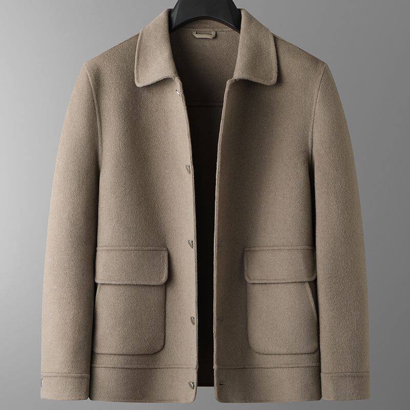 秋冬新款男士双面呢外套加肥加大码休闲舒适夹克肥佬宽松短款毛呢,男装,毛呢大衣,淘宝优惠券,粉丝福利购,淘宝优惠卷