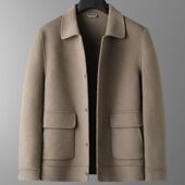 休闲舒适夹克肥佬宽松短款 双面呢外套加肥加大码 毛呢 男士 秋冬新款