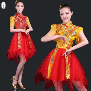 龙锦服打鼓服民族风成人舞蹈演出服装男女舞台动感水鼓现代舞夏