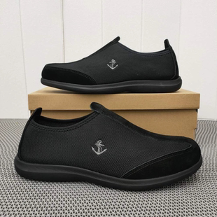 正品潜艇长航布鞋夏新款透气网面软底布鞋吸汗防臭抗菌轻便黑布鞋