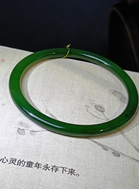 和田玉碧玉俄料七号坑红皮老料老坑碧玉叮当镯