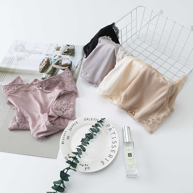 性感100%桑蚕丝中腰少女三角短裤