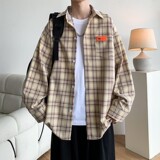 C11延续格子港风大码长袖衬衣条纹衬衫C618P55控78，男装衬衫，电商A029