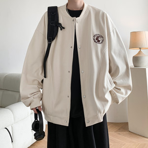 内景秋冬原创抖音港风大码绣花夹克外套棒球服男 J870 P78控128，男装夹克，电商A029