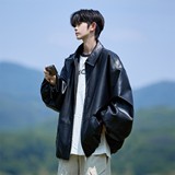 秋冬原创抖音港风大码大码皮衣皮夹克短外套男J860P78控128，男装夹克，电商A029