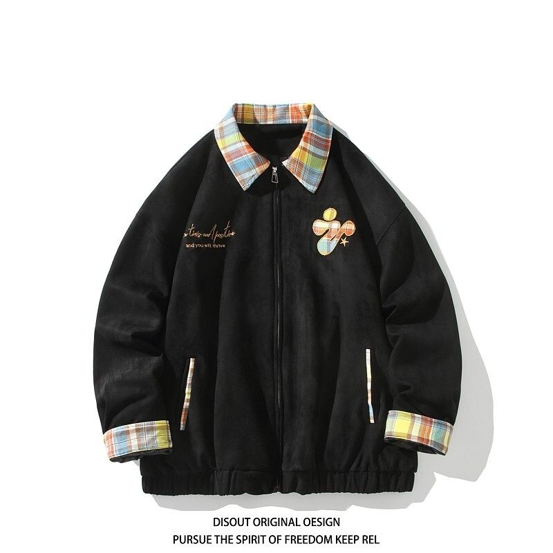 秋原创抖音白底平铺大码绣花撞色夹克外套棒球服男J871P80控128，男装夹克，电商A029