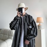 冬新款大码港风条纹长袖衬衫衬衣外套男C627P55控78，男装衬衫，电商A029