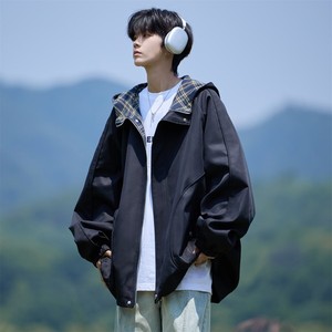二开秋冬相机片港风大码绣花拼接连帽夹克外套男 J866 P78 控128，男装夹克，电商A029