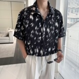 东南亚风轻熟店主风痞帅短袖话衬衫大码港风花衬衫C608P40控58，男装T恤，电商A029