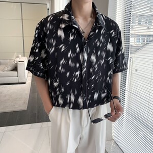 东南亚风轻熟店主风痞帅短袖话衬衫大码港风花衬衫 C608 P40 控58图片