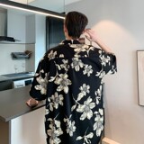 酒店风二开港风大码复冰丝短袖花衬衫花衬衣男C636P40控58，男装T恤，电商A029
