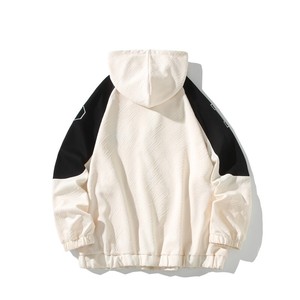 秋冬平鋪白底撞色繡花大碼寬松拼接衛(wèi)衣時尚外套男 V912 P70 控98圖片