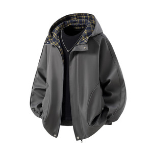 二开秋冬白底立体图大码绣花拼接连帽夹克外套男 J866 P78 控128，男装夹克，电商A029