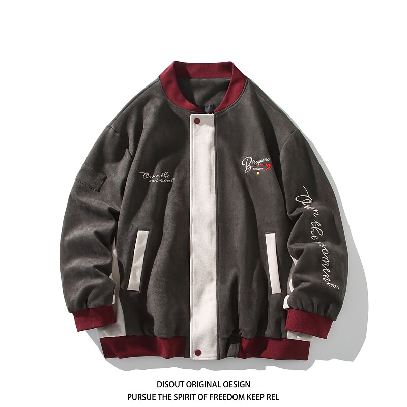 秋冬白底平铺大码绣花拼接夹克外套棒球服男J863P88控138，男装夹克，电商A029