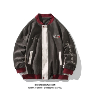 秋冬白底平铺大码绣花拼接夹克外套棒球服 男 J863 P88 控138,男装夹克,电商A029