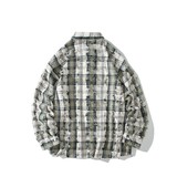 24冬新款白底日系港风破洞格子长袖衬衫衬衣外套男C626P78控108，男装衬衫，电商A029