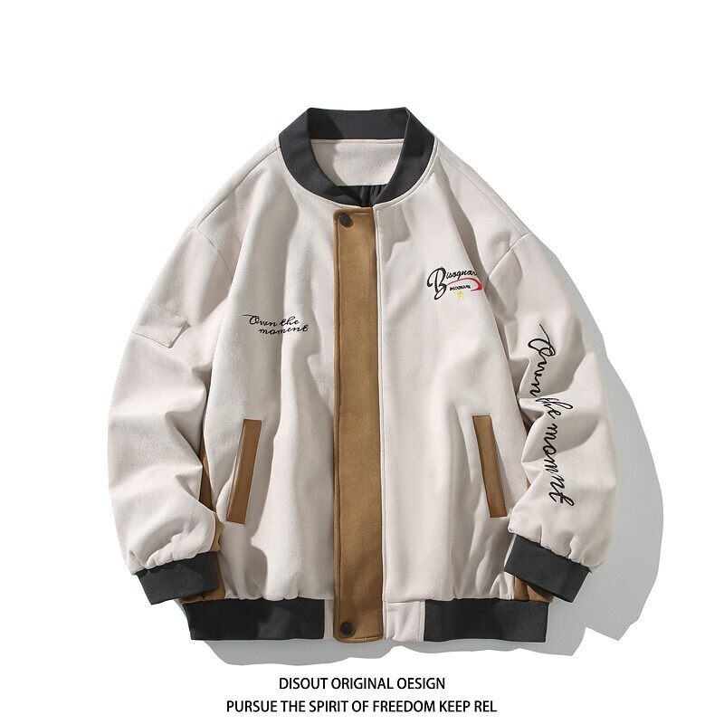 秋冬白底平铺大码绣花拼接夹克外套棒球服男J863P88控138,男装夹克,电商A029