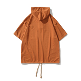 冲锋衣新款大码日系白底连帽短袖T恤卫衣港风装T505p48控68，男装T恤，电商A029