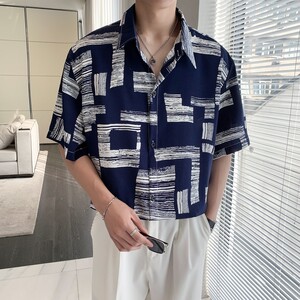 东南亚风新款士轻熟店主风痞帅短袖衬衫大码 C609 P40 控58图片