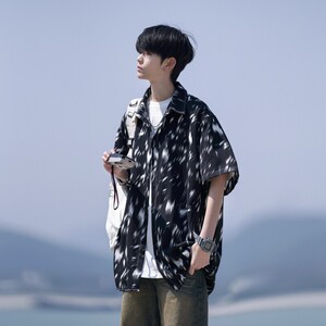 相机片夏季抖音直播港风大码外景短袖衬衫花衬衣 C608 P40 控58图片