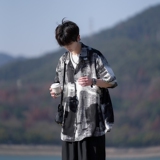 南亚二开港风大码渐变冰丝复古短袖花衬衫花衬衣男C637P40控58，商品下架区，电商A029