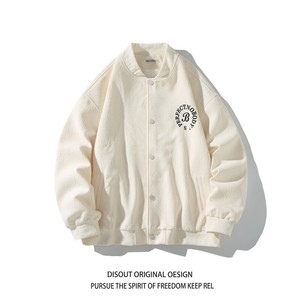 纯色原创大码日系白底平铺宽松棒球服夹克港风 J836 P78控108，男装夹克，电商A029