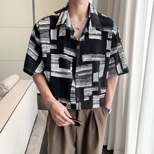 东南亚风新款士轻熟店主风痞帅短袖衬衫大码 C609 P40 控58图片