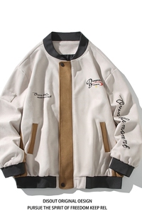 秋冬白底平铺大码绣花拼接夹克外套棒球服 男 J863 P88 控138图片