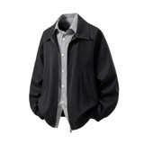 二开秋冬白底立体图大码假两件衬衫领夹克外套男J862P78控128，男装夹克，电商A029