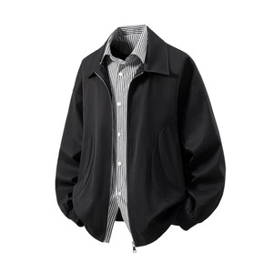 二开秋冬白底立体图大码假两件衬衫领夹克外套男 J862 P78 控128，男装夹克，电商A029