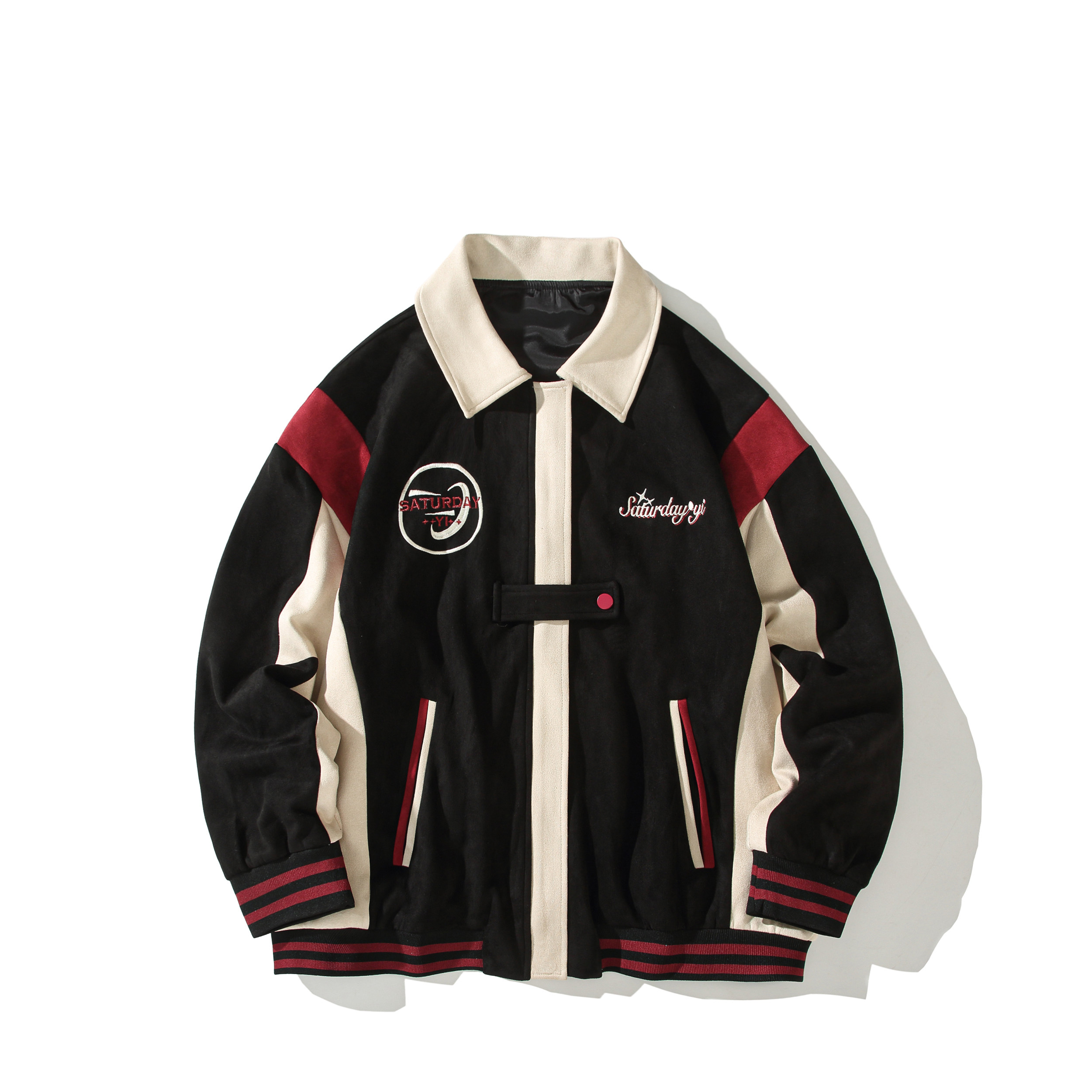 抖音直播新款拼接棒球服港风拼接大码夹克外套J801P98控128,男装夹克,电商A029