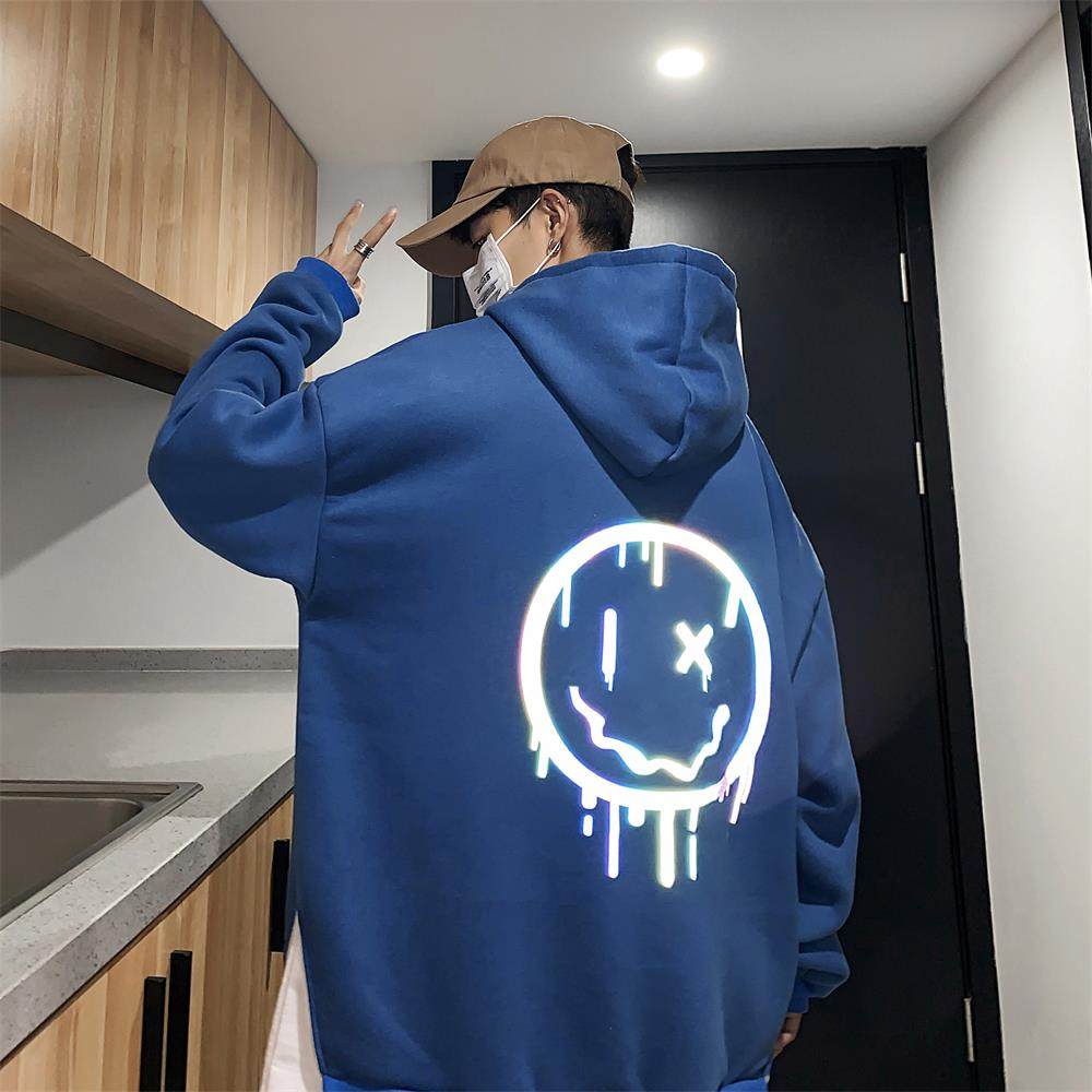 21 春潮假兩件港風大碼衛衣夜光外套男