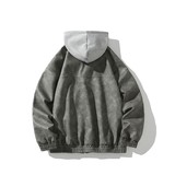 二开原创白底平铺大码连帽假两件皮衣夹克外套男J876P98控158，男装夹克，电商A029