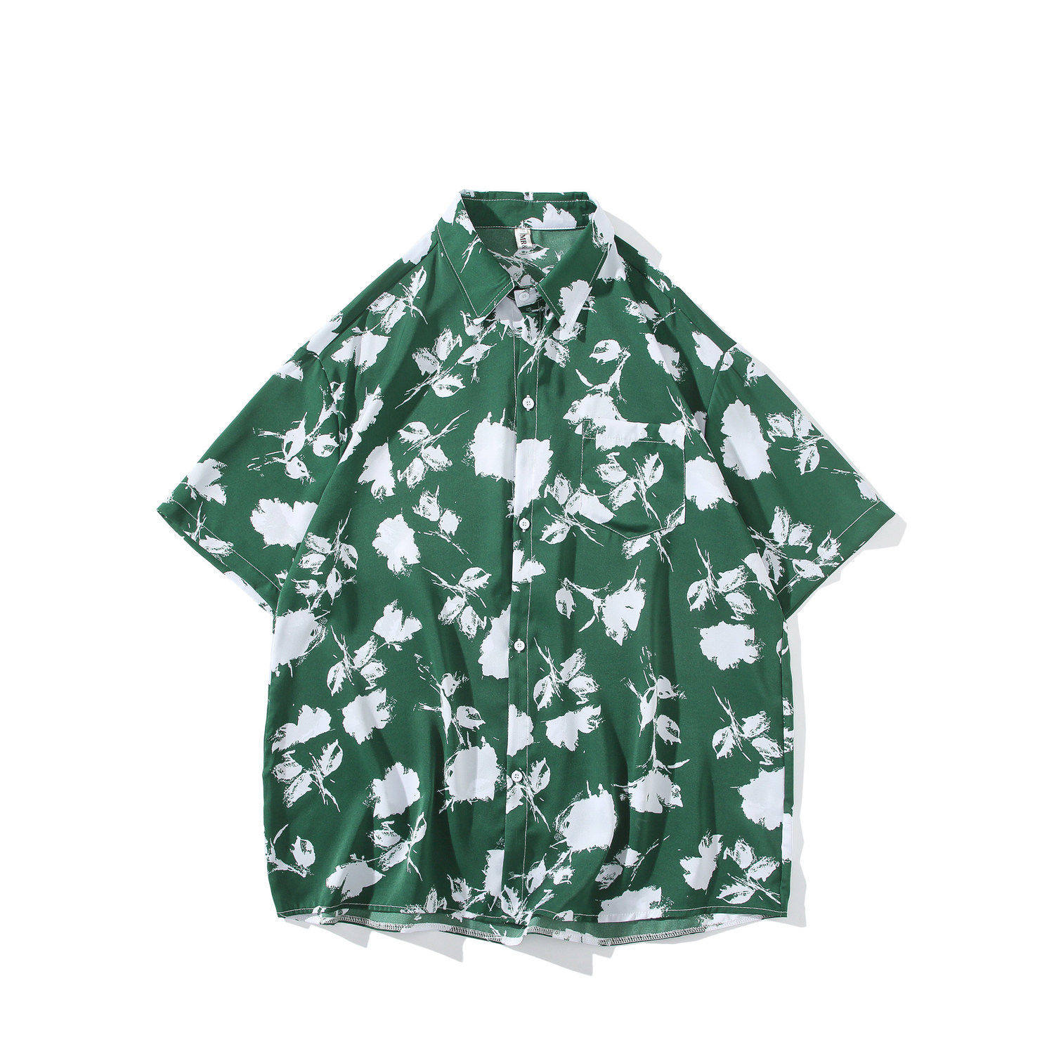 新款港风宽松男冰丝轻熟店主风痞帅短袖衬衫大码C612P40控58,男装T恤,电商A029