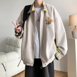 原创抖音内景港风大码绣花撞色夹克外套棒球服男J871P80控128，男装夹克，电商A029