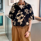酒店风二开港风大码复冰丝短袖花衬衫花衬衣男C636P40控58，男装T恤，电商A029