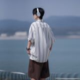 相机片新款港风大码男士短袖衬衫条纹衬衫男C616P45控58，男装T恤，电商A029