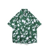 新款港风宽松男冰丝轻熟店主风痞帅短袖衬衫大码C612P40控58，男装T恤，电商A029